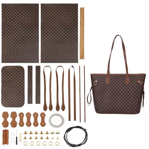WADORN DIY Tragetaschen-Set Aus PU-Leder, DIY-Umhängetaschen Aus PU-Leder Zum Aufnähen, Bastelset, Handgefertigte Umhängetaschen, Kintting-Set Für Frauen, Handgefertigtes Projekt, DIY-Bastelset, Braun von WADORN
