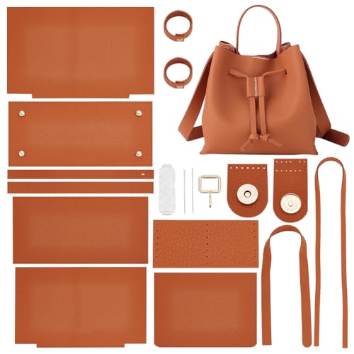 WADORN DIY Umhängetaschen-Bastelsets, Handgefertigtes Beuteltaschen-Set Mit Kordelzug Aus Kunstleder. alle Materialien. Handnähendes Handtaschen-Herstellungsset, 23x13x22 cm, Braun WADORN DIY Umhängetaschen-Bastelsets, Handgefertigtes Beuteltaschen-Set Mit Kordelzug Aus Kunstleder. alle Materialien. Handnähendes Handtaschen-Herstellungsset, 23x13x22 cm, Braun von WADORN