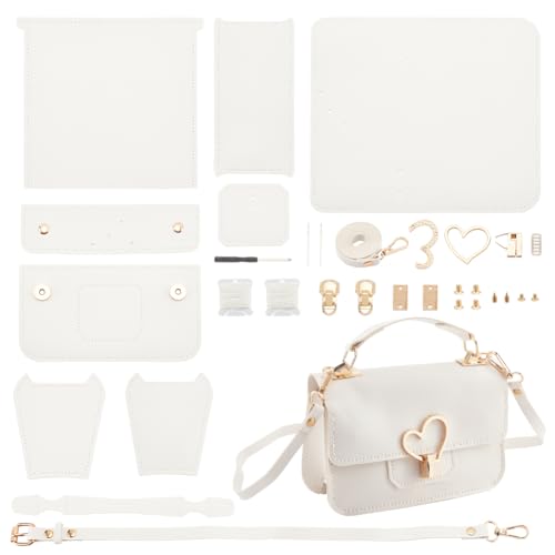 WADORN DIY Umhängetaschen-Sets, PU-Leder-Geldbörsen-Set Zum Nähen von Umhängetaschen Mit Allem Werkzeugset Für Geburtstags- Und Feiertagsgeschenke, 20x12x7cm (Weiß) von WADORN