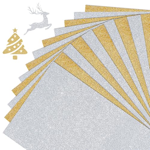 WADORN EVA-Schaumstoffplatten mit Glitzer, 20 Bögen in 2 Farben, Bastelschaumplatten, 1,5 mm dick, rechteckig, Bastelpapier für Scrapbooking, Geschenk, DIY, Schneiderkarte, Party-Dekoration von WADORN