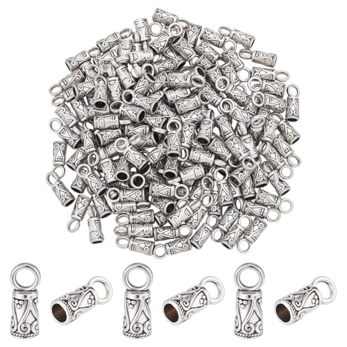 WADORN Endkappen für Schmuckherstellung, 6 mm x 15 mm, tibetische Säulen-Endspitzen, Stopper, Lederfaden, Kordelenden, Verschluss für Kumihimo-Halskette, Armband, DIY-Schmuckherstellung, 150 Stück von WADORN