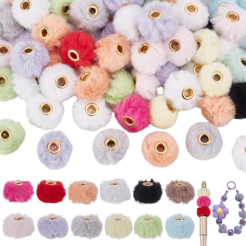 WADORN Flauschige Kunstfell-Pompons, 14 cm, gemischte Farben, weiche Fuzzy-Perlen für Stifte, bunte Abstandshalter, für DIY-Armbänder, Schlüsselanhänger, Handwerk, Schmuckzubehör, 100 Stück WADORN Flauschige Kunstfell-Pompons, 14 cm, gemischte Farben, weiche Fuzzy-Perlen für Stifte, bunte Abstandshalter, für DIY-Armbänder, Schlüsselanhänger, Handwerk, Schmuckzubehör, 100 Stück von WADORN