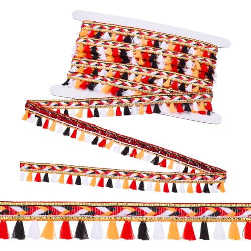 WADORN Fransenbordüre aus Baumwolle, Vintage-Stil, rot, 25 mm breit, Boho, lange Fransenborte zum Nähen, dekorative Quastenborten für Heimdekoration, Basteln, Kleidung, Vorhänge, Weihnachtsdekoration WADORN Fransenbordüre aus Baumwolle, Vintage-Stil, rot, 25 mm breit, Boho, lange Fransenborte zum Nähen, dekorative Quastenborten für Heimdekoration, Basteln, Kleidung, Vorhänge, Weihnachtsdekoration von WADORN