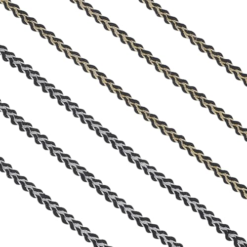 WADORN Geflochtene Spitzenbordüre, 12,7 m, 2 Farben, 0,3 cm breit, winziger Zopfborte, schwarzer Rand, Stoff für Heimwerker, Nähen, Handwerk, Kleidung, Vorhang, Hut, Tasche, Schwarz WADORN Geflochtene Spitzenbordüre, 12,7 m, 2 Farben, 0,3 cm breit, winziger Zopfborte, schwarzer Rand, Stoff für Heimwerker, Nähen, Handwerk, Kleidung, Vorhang, Hut, Tasche, Schwarz von WADORN