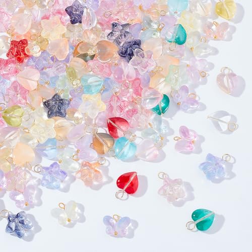 WADORN Glas-Kristall-Anhänger, 3 Stile, Sterne, Herz, Schmetterling, Kristall-Perlen, baumelnder Anhänger für Valentinstag, Geburtstag, Sommer, DIY, Halsketten, Armbänder, Ohrringe, Schmuckherstellung WADORN Glas-Kristall-Anhänger, 3 Stile, Sterne, Herz, Schmetterling, Kristall-Perlen, baumelnder Anhänger für Valentinstag, Geburtstag, Sommer, DIY, Halsketten, Armbänder, Ohrringe, Schmuckherstellung von WADORN