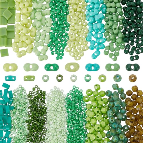 WADORN Glasperlen, Grün, sortiert, 32 Stile, lose Röhren, runde Abstandshalter, Rocailles, ästhetische Großpackung, Abstandhalter, 2 Löcher, für Armbänder, Halsketten, Ohrringe, Schmuckherstellung WADORN Glasperlen, Grün, sortiert, 32 Stile, lose Röhren, runde Abstandshalter, Rocailles, ästhetische Großpackung, Abstandhalter, 2 Löcher, für Armbänder, Halsketten, Ohrringe, Schmuckherstellung von WADORN