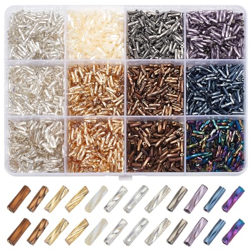 WADORN Glasperlen, gedrehte Stiftperlen, galvanisiert, undurchsichtig, langes Rohr, tschechisches Glas, lose Abstandshalter, ausgekleidete Röhrchen, Rocailles, Großpackung für DIY-Armbänder WADORN Glasperlen, gedrehte Stiftperlen, galvanisiert, undurchsichtig, langes Rohr, tschechisches Glas, lose Abstandshalter, ausgekleidete Röhrchen, Rocailles, Großpackung für DIY-Armbänder von WADORN