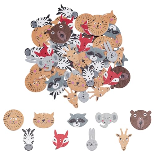 WADORN Holzknöpfe in 9 Farben, Tierknöpfe, 2 Löcher, bunte Cartoon-Tier-Holzknöpfe, verschiedene Farben, zum Nähen, Nähen, Scrapbooking, Kunstprojekt, Heimdekoration, 100 Stück WADORN Holzknöpfe in 9 Farben, Tierknöpfe, 2 Löcher, bunte Cartoon-Tier-Holzknöpfe, verschiedene Farben, zum Nähen, Nähen, Scrapbooking, Kunstprojekt, Heimdekoration, 100 Stück von WADORN