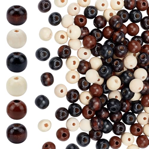 WADORN Holzperlen zum Basteln, 12 mm, runde Naturholzperlen, großes Loch, Holzgeflecht, Haarperlen, lose Abstandshalter für Makramee, Girlanden, Armbänder, Halsketten, Schmuck, 2,5–4 mm, 300 Stück WADORN Holzperlen zum Basteln, 12 mm, runde Naturholzperlen, großes Loch, Holzgeflecht, Haarperlen, lose Abstandshalter für Makramee, Girlanden, Armbänder, Halsketten, Schmuck, 2,5–4 mm, 300 Stück von WADORN
