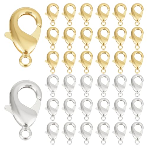 WADORN Karabinerverschluss, 2 Farben, 19 x 10 mm, Messing, kleine Karabinerverschlüsse, 60 Stück, Silber/Gold, Polierschmuck, Clips für DIY, Schlüsselanhänger, Armbänder, Halsketten, Handwerk WADORN Karabinerverschluss, 2 Farben, 19 x 10 mm, Messing, kleine Karabinerverschlüsse, 60 Stück, Silber/Gold, Polierschmuck, Clips für DIY, Schlüsselanhänger, Armbänder, Halsketten, Handwerk von WADORN