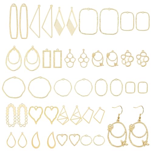 WADORN Lünetten-Anhänger mit offener Rückseite, goldener geometrischer Hohlrahmen, oval, Tropfenform, offener Rahmen, baumelnde Charm-Formen für selbstgemachte Kunstharz, gepresste Blumengießen von WADORN