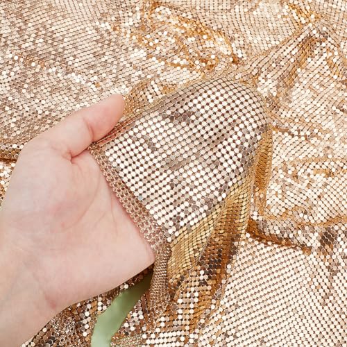 WADORN Metall-Gold-Paillettenstoff, 59.06 Zoll Lang, Goldfarbener Glitzerstoff, 17.72 Zoll Breit, Glänzender Netzstoff Für DIY Nähen, Kleidung, Hochzeit, Hintergrund, Heimdekoration, 3.5 mm Dick WADORN Metall-Gold-Paillettenstoff, 59.06 Zoll Lang, Goldfarbener Glitzerstoff, 17.72 Zoll Breit, Glänzender Netzstoff Für DIY Nähen, Kleidung, Hochzeit, Hintergrund, Heimdekoration, 3.5 mm Dick von WADORN