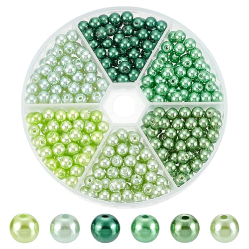 WADORN Perlglanz-Glasperlen, rund, 6-7 mm, gemischte grüne Kunstperlen, loser Satin-Glanz, Abstandshalter mit Löchern für Bastelarbeiten, Schmuck, Anhänger, Armband, Halskette, Ohrringe, Loch: 1 mm WADORN Perlglanz-Glasperlen, rund, 6-7 mm, gemischte grüne Kunstperlen, loser Satin-Glanz, Abstandshalter mit Löchern für Bastelarbeiten, Schmuck, Anhänger, Armband, Halskette, Ohrringe, Loch: 1 mm von WADORN
