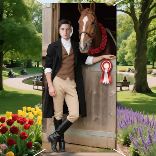 WADORN Pferderennen-Fotoautomaten-Requisiten, Western-Cowpuncher, Party-Fotobanner, Dekoration, großes Stoffgesicht im Loch, hängende Phtographie-Hintergrund für Wettbewerb, Rodeo-Derby-Partyzubehör WADORN Pferderennen-Fotoautomaten-Requisiten, Western-Cowpuncher, Party-Fotobanner, Dekoration, großes Stoffgesicht im Loch, hängende Phtographie-Hintergrund für Wettbewerb, Rodeo-Derby-Partyzubehör von WADORN