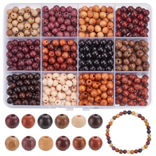 WADORN Runde Naturholzperlen, 5 mm, 6 mm, 6,5 mm, natürlich, poliert, lose Perlen, handgefertigt, unlackiert, Abstandshalter, großes Loch, lose Kunsthandwerk für Bastelarbeiten, Schmuckherstellung WADORN Runde Naturholzperlen, 5 mm, 6 mm, 6,5 mm, natürlich, poliert, lose Perlen, handgefertigt, unlackiert, Abstandshalter, großes Loch, lose Kunsthandwerk für Bastelarbeiten, Schmuckherstellung von WADORN