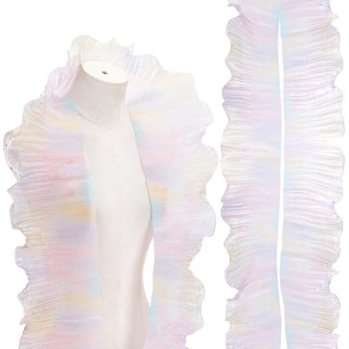WADORN Schillernde Rüschen, Chiffon-Bordüre, 15 cm, Organza, durchscheinend, gerüscht, Spitzenband, Stoff, Tüll, Organza, Spitzenbordüre, dekorativ für selbstgemachte Kleider, Taschen, Hut, Quallen WADORN Schillernde Rüschen, Chiffon-Bordüre, 15 cm, Organza, durchscheinend, gerüscht, Spitzenband, Stoff, Tüll, Organza, Spitzenbordüre, dekorativ für selbstgemachte Kleider, Taschen, Hut, Quallen von WADORN