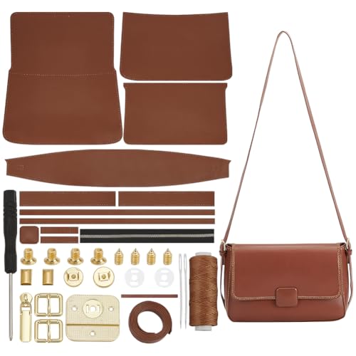 WADORN Set Zur Herstellung Einer Umhängetasche Aus PU Leder, DIY Handgefertigte Schultertasche Handtasche Nähen Herstellungsmaterialien Set Für Handarbeit Geldbörse Taschenherstellung, Sattelbraun WADORN Set Zur Herstellung Einer Umhängetasche Aus PU Leder, DIY Handgefertigte Schultertasche Handtasche Nähen Herstellungsmaterialien Set Für Handarbeit Geldbörse Taschenherstellung, Sattelbraun von WADORN