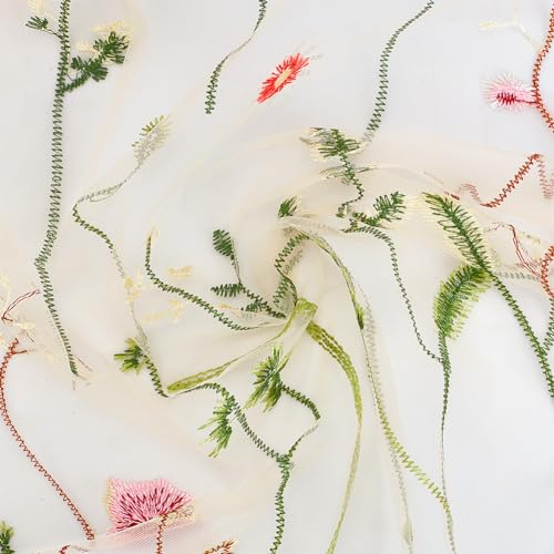 WADORN Spitzenstoff Mit Blumenstickerei, 130cm Breiter Blumen- Und Pflanzennetz-Spitzenstoff, Nähen Spitzenbesatz Stoffe Für Hochzeitskleider Stickerei Spitzenstoffe Für DIY-Dekoration, 2 Yard, Beige WADORN Spitzenstoff Mit Blumenstickerei, 130cm Breiter Blumen- Und Pflanzennetz-Spitzenstoff, Nähen Spitzenbesatz Stoffe Für Hochzeitskleider Stickerei Spitzenstoffe Für DIY-Dekoration, 2 Yard, Beige von WADORN