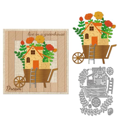 WADORN Stanzformen Aus Karbonstahl Mit Blumen Und Blattmuster Für Gartenkarren, Metallstanzschablonen Prägevorlage Für DIY-Scrapbooking Fotoalbum Dekor von WADORN