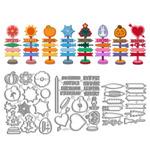 WADORN Stanzformen Aus Verkehrsschilder Für alle Jahreszeiten, Prägeschablone Für Straßenschilder Aus Metall Weihnachts Und Halloween Wegweiser-Schablonen Stanzformen Für Heimwerker Scrapbooking WADORN Stanzformen Aus Verkehrsschilder Für alle Jahreszeiten, Prägeschablone Für Straßenschilder Aus Metall Weihnachts Und Halloween Wegweiser-Schablonen Stanzformen Für Heimwerker Scrapbooking von WADORN