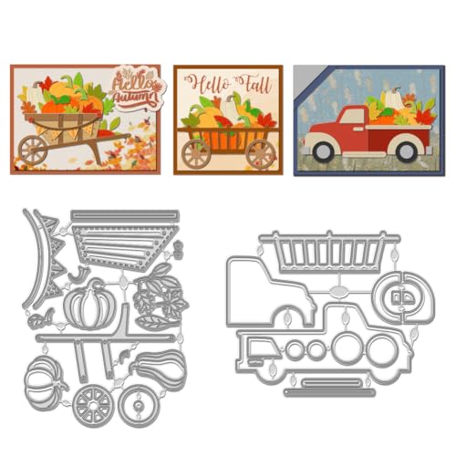 WADORN Stanzformen Für Kürbisautos, Metall-Stanzformen Zum Thema Herbsternte Prägeschablonen Ernte-LKW Und Trolley Prägeschablone Schneidevorlage Für Die Kartenherstellung DIY-Basteln WADORN Stanzformen Für Kürbisautos, Metall-Stanzformen Zum Thema Herbsternte Prägeschablonen Ernte-LKW Und Trolley Prägeschablone Schneidevorlage Für Die Kartenherstellung DIY-Basteln von WADORN