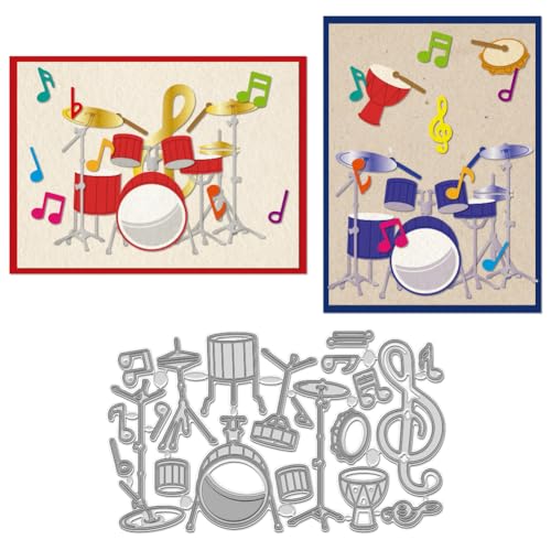 WADORN Stanzformen Für Musiktrommeln, Metall Stanzschablonen Mit Musikinstrumenten Motiv Musiknoten Metallprägeschablone Stanzvorlage Für DIY Scrapbooking WADORN Stanzformen Für Musiktrommeln, Metall Stanzschablonen Mit Musikinstrumenten Motiv Musiknoten Metallprägeschablone Stanzvorlage Für DIY Scrapbooking von WADORN