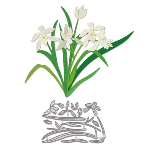 WADORN Stanzschablonen Aus Karbonstahl Mit Orchideenmotiv, Stanzformen Mit Blumen Metall-Stanzschablonen Für Heimwerker Scrapbooking Fotoalbum-Dekor Florale Prägevorlage Für Die Herstellung WADORN Stanzschablonen Aus Karbonstahl Mit Orchideenmotiv, Stanzformen Mit Blumen Metall-Stanzschablonen Für Heimwerker Scrapbooking Fotoalbum-Dekor Florale Prägevorlage Für Die Herstellung von WADORN