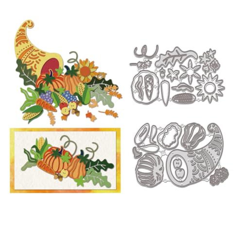 WADORN Stanzschablonen Für Herbstgemüse Und -Früchte, Stanzformen Aus Metall Mit Herbsternte-Motiv Schablonen Für Karten Schatzschale Karbonstahl Basteln Stanzungen Für DIY-Scrapbooking von WADORN