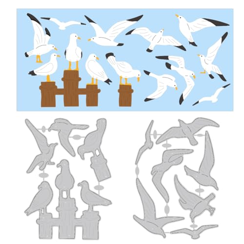 WADORN Stanzschablonen mit Möwen und Vögeln, Seevögel, geprägte Stanzschablone für Scrapbooking, Basteln, Metall-Stanzformen für handgefertigte Fotoalben, Weihnachten, Papierkarten, Basteldekoration WADORN Stanzschablonen mit Möwen und Vögeln, Seevögel, geprägte Stanzschablone für Scrapbooking, Basteln, Metall-Stanzformen für handgefertigte Fotoalben, Weihnachten, Papierkarten, Basteldekoration von WADORN