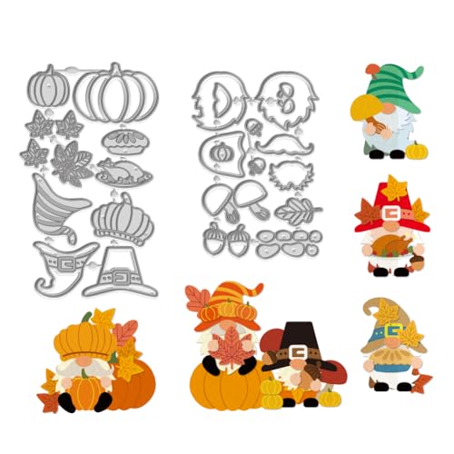 WADORN Thanksgiving Herbstkürbis Stanzformen Für Karten, Erntedank Gnom Metall Stanzschablonen Truthahn Pilz Zwerg Karbonstahl Prägevorlage Für DIY Scrapbooking Partykarten WADORN Thanksgiving Herbstkürbis Stanzformen Für Karten, Erntedank Gnom Metall Stanzschablonen Truthahn Pilz Zwerg Karbonstahl Prägevorlage Für DIY Scrapbooking Partykarten von WADORN
