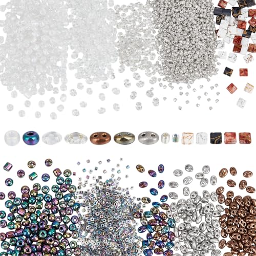 WADORN Tschechische Glas-Rocailles, gemischte Farben, rechteckige Glas-Rocailles, 2 Löcher, Großpackung, rund, lose Abstandshalter, Perlen-Set für Schmuckherstellung, Armband, Bastelbedarf (zufällige WADORN Tschechische Glas-Rocailles, gemischte Farben, rechteckige Glas-Rocailles, 2 Löcher, Großpackung, rund, lose Abstandshalter, Perlen-Set für Schmuckherstellung, Armband, Bastelbedarf (zufällige von WADORN