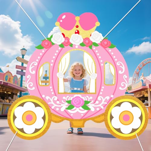 WADORN Türbanner Mit Foto Prinzessinnenkutsche, 160x180cm Prinzessin Geburtstagsparty Dekor Fotografie Hintergrund Großer Kürbiskutschen Hintergrund Hängende Türabdeckung Banner Für Geburtstagsparty von WADORN