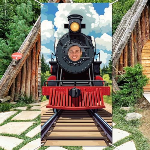 WADORN Zugparty Hintergrund Fotografie Türbanner, Zug Vorbeifahrenden Party-Dekor Fotografie Großer Stoff Eisenbahngesicht In Einem Loch Hängende Fotoautomaten Requisiten Für Geburtstagsparty 90x180cm WADORN Zugparty Hintergrund Fotografie Türbanner, Zug Vorbeifahrenden Party-Dekor Fotografie Großer Stoff Eisenbahngesicht In Einem Loch Hängende Fotoautomaten Requisiten Für Geburtstagsparty 90x180cm von WADORN