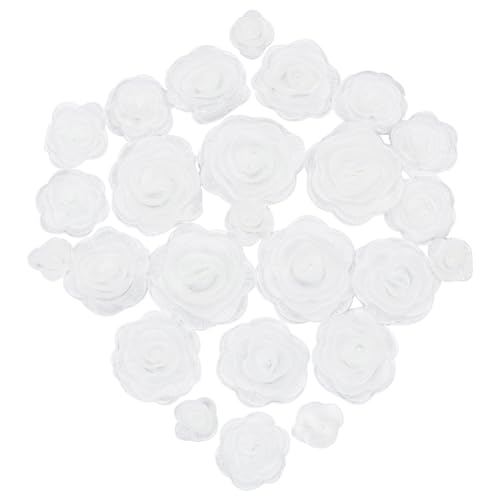 WDORN 25 Stück Stickerei-Applikationen Mit Rosenblüten, 4 Größen Bestickter Organza-Blumen-Polyster-Stoff Zum Aufnähen, Aufnäher Für Damen, Kleid, Hut, Jeans, Dekorative Applikation, Weiß WDORN 25 Stück Stickerei-Applikationen Mit Rosenblüten, 4 Größen Bestickter Organza-Blumen-Polyster-Stoff Zum Aufnähen, Aufnäher Für Damen, Kleid, Hut, Jeans, Dekorative Applikation, Weiß von WADORN