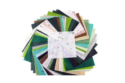 Origami-Papier, quadratisch, 15,2 x 15,2 cm, Naturfaser, Maulbeerbaum, quadratisches Origami-Papier, Kunst, Faltpapier, Dekoration, quadratisch, Grün, 50 Blatt von WADSUWAN SHOP