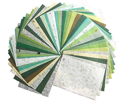 WADSUWAN SHOP 50 Blatt gemischt Grün A4 Maulbeerpapier Design Handarbeit Kunst Seidenpapier Japan Origami Washi Großhandel Verkauf Unryu Lieferanten von WADSUWAN SHOP