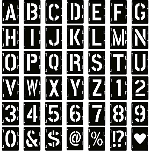 42Stücke Kunststoff Verbindbar Schablonen Set Buchstaben Zahlen Zeichen Schablonen Wiederverwendbar Alphabet Malvorlage, für Malerei auf Wand Wohnkultur DIY und Handwerk(3 Zoll) von WADY