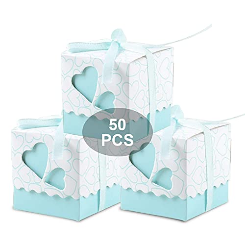 WADY Bonboniere Geschenkbox Herz mit Satinband 50 Stück (Hellblau) von WADY