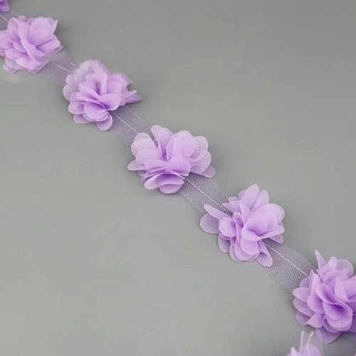 (60 Stück/Menge) rosa Blütenblatt-Chiffon-Spitzenstoff, Gurtband, Dekoration, Liebe, Geschenkbänder, Basteln, 50 mm Breite, Hellviolett, L von WAGNPNT