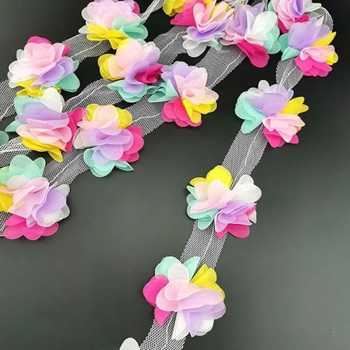 (60 Teile/los) 50mm Breite Bunte Blütenblatt Chiffon Spitze Stoff Gurtband Dekoration Liebe Geschenk Bänder Handwerk-Mehrfarbig von WAGNPNT