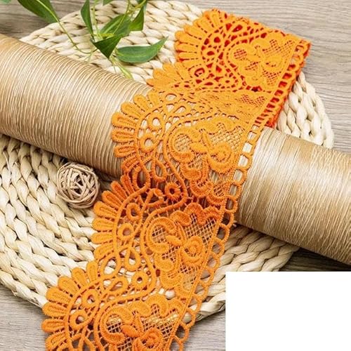 10 cm ausgehöhltes, floral besticktes Spitzenband aus Milchseide, wasserlösliche elastische Spitze, DIY-Bekleidung, Nähen, Stoff, handgefertigtes Kunsthandwerk, Spitzenband, Orange, 1 Meter Länge von WAGNPNT