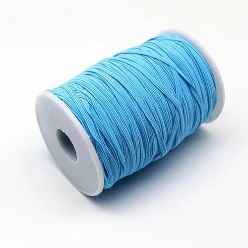 100 Yards 3,0 mm farbiges Gummiband aus Nylon und Silikon, elastisches Gummiband für Zuhause, DIY-Spitze, dekorativer Nähgürtel, Bekleidungszubehör, Hellblau, 3,0 mm, 100 Yard von WAGNPNT