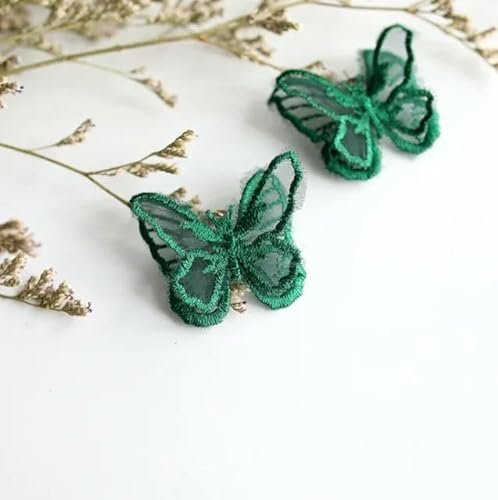 5 Stücke Schmetterling Patches 3D Spitze Stoff Stickerei Kopfbedeckungen DIY Kleidung Nähzubehör Dekorieren Zubehör-grün groß von WAGNPNT