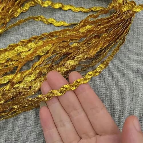 5 Yards 3 mm 5 mm 8 mm Gold-Silber-Kurve gewelltes Spitzenbesatzband für handgefertigte DIY-Näharbeiten, Hochzeitskostüme, Hutkissendekorationen-Dunkelgold-5 mm von WAGNPNT