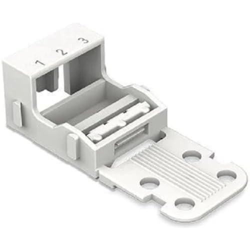 WAGO Befestigungsadapter, für 3-adrige Klemmen, Serie 221-4 mm², mit Schnappbefestigungsfuß für horizontale Montage, Weiß, 221-513 (10 Stück) von WAGO