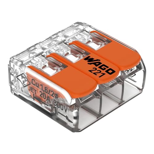 WAGO Verbindungsklemmen 221-413 | 3 Leiter, bis 4 mm², 50 Stück, COMPACT Kabelverbinder mit Hebel für alle Leiterarten weltweit, bestätigte Anwendungssicherheit WAGO Verbindungsklemmen 221-413 | 3 Leiter, bis 4 mm², 50 Stück, COMPACT Kabelverbinder mit Hebel für alle Leiterarten weltweit, bestätigte Anwendungssicherheit von WAGO