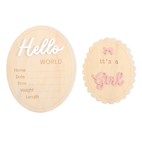 Holzschilder mit Aufschrift "It's a Girl" – Hello World, Party-Dekoration, Neugeborenen-Ankündigungstafel, Feiertags-Gender-Reveal-Ornament, Schleife, Kokette, Geburt, Schwangerschaftsankündigung Holzschilder mit Aufschrift "It's a Girl" – Hello World, Party-Dekoration, Neugeborenen-Ankündigungstafel, Feiertags-Gender-Reveal-Ornament, Schleife, Kokette, Geburt, Schwangerschaftsankündigung von WAHAWU