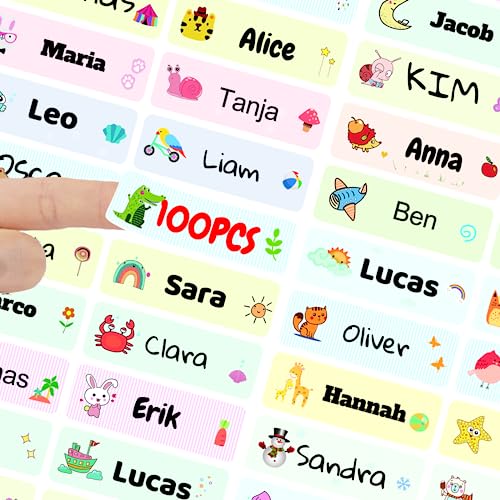 Namensaufkleber,personalisierte Klebeetiketten,Namensaufkleber Kinder, Schul Set,personalisierbare und wasserfeste Klebeetiketten für Kinder, Schule und Kindergarten (100, 45 * 15mm) von WAHXIAOSW