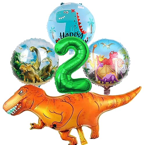Dino Geburtstag Deko 2 Jahre, WAHYGG Dino Luftballon Dino Tortendeko, Luftballons Grün Dinosaurier Party Dekoration für Kinder von WAHYGG