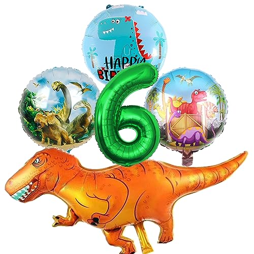 Dino Geburtstag Deko 6 Jahre, WAHYGG Dino Luftballon Dino Tortendeko, Luftballons Grün Dinosaurier Party Dekoration für Kinder von WAHYGG